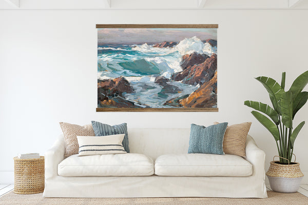 Living Room Canvas Wall Art - California Seascape