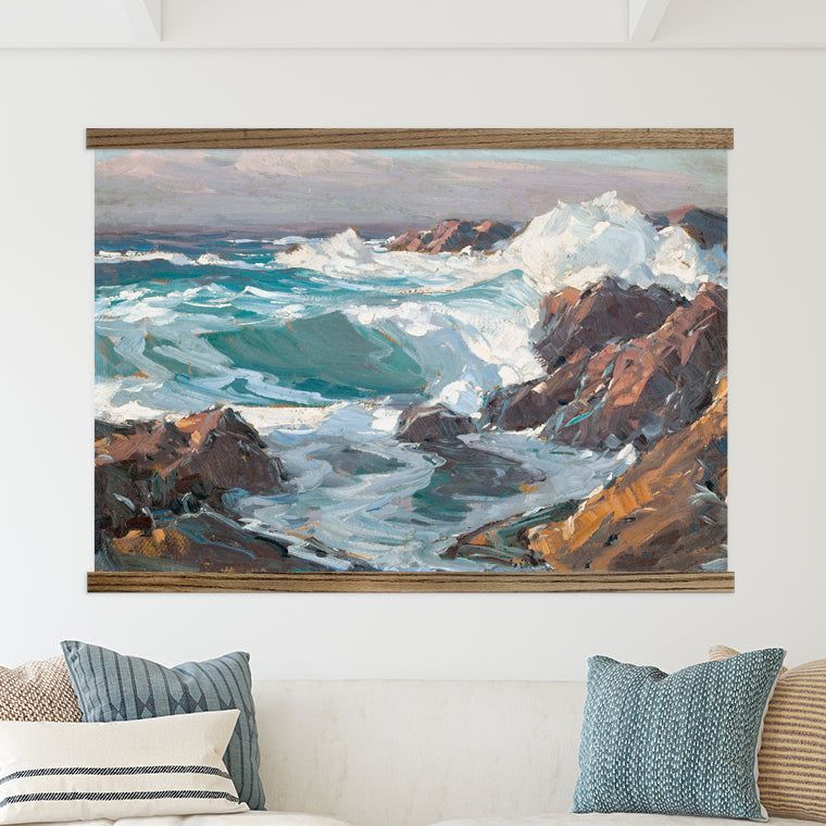 Living Room Canvas Wall Art - California Seascape