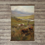 Home Office Large Canvas Wall Art - Cattle Valley