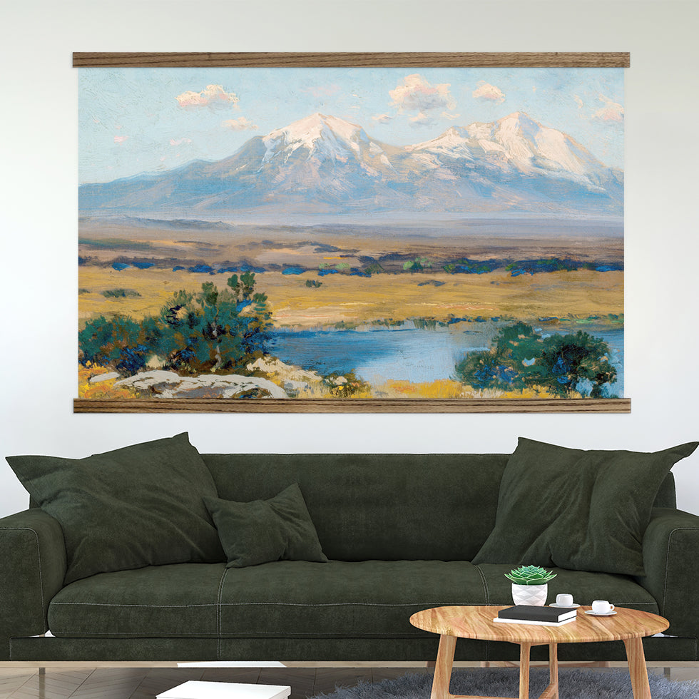 Vintage Mountain Painting of Colorado Spanish Peaks - Art for Huge Wall