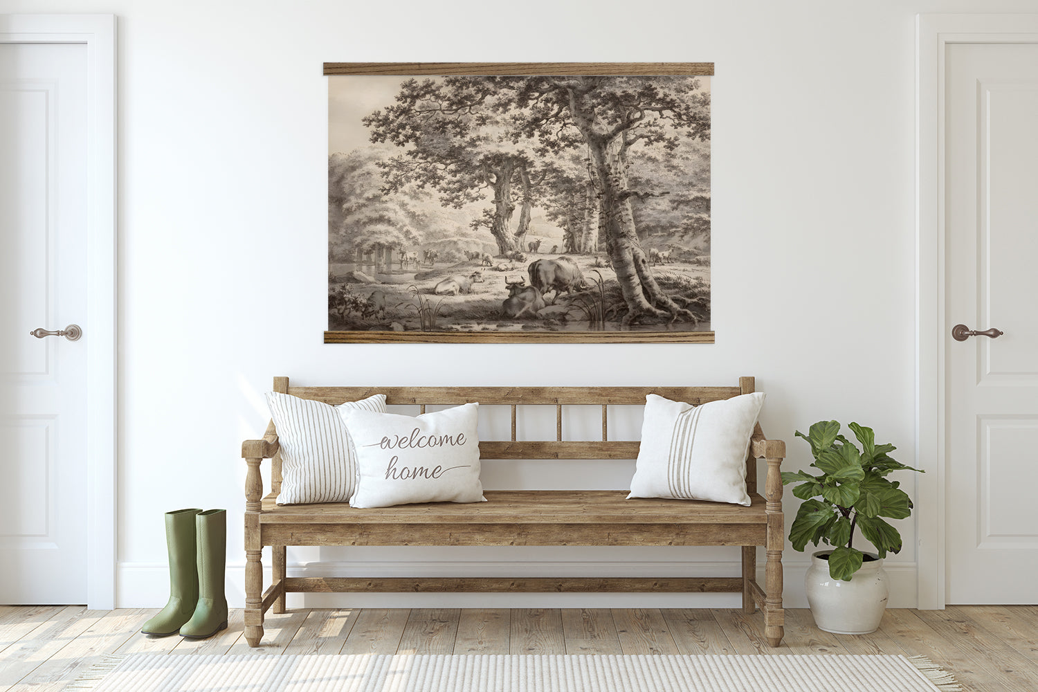 Cows Under Trees Vintage Tapestry Wall Decor