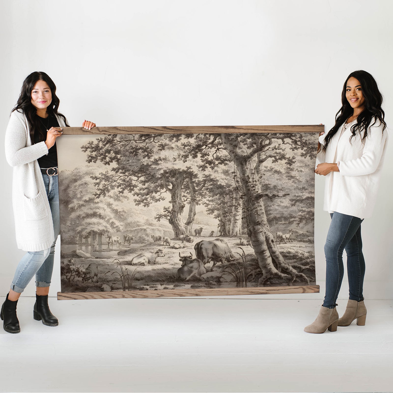 Cows Under Trees Vintage Tapestry Wall Decor