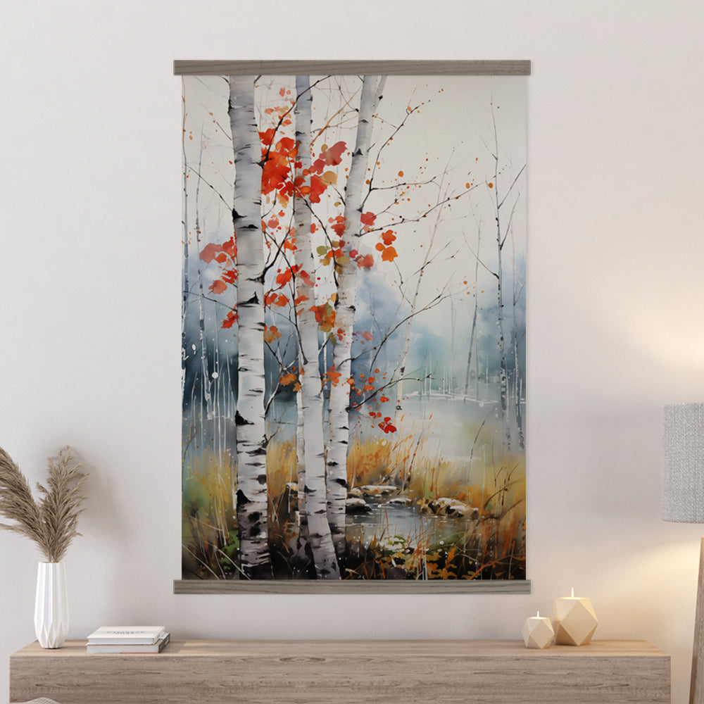 Crimson Birch Large Wall Art Tapestry