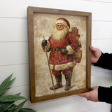 Distressed Vintage Santa Painting - Santa Canvas Art - Frame