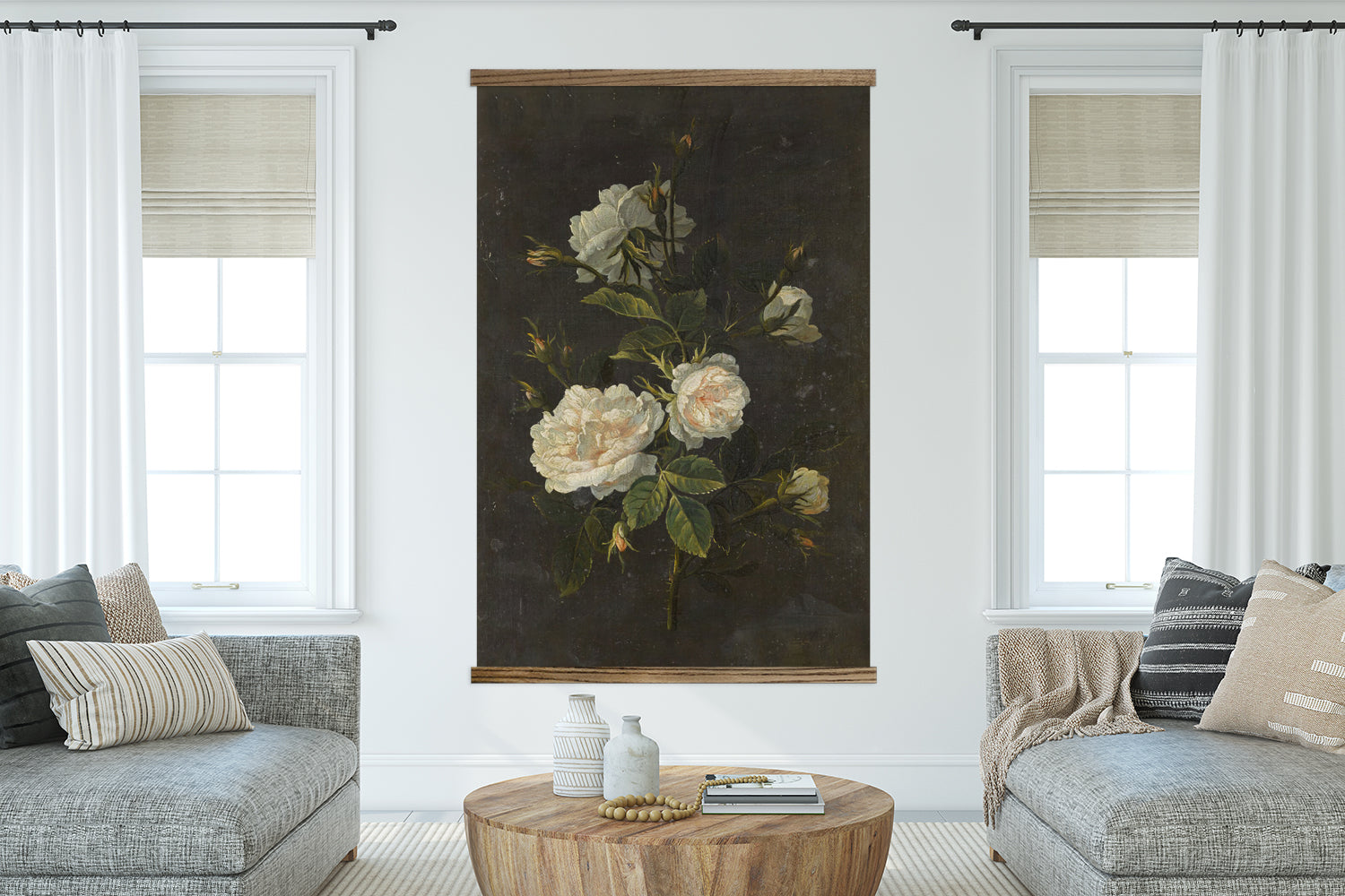 Living Room Large Canvas Wall Art - Dark Vintage Rose – Hangout Home