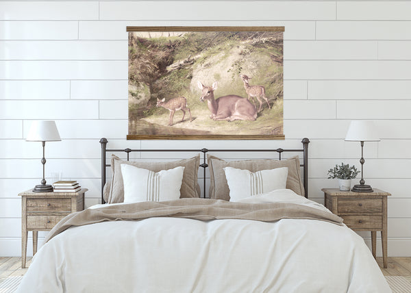 Large Canvas Print of Doe and Two Fawns