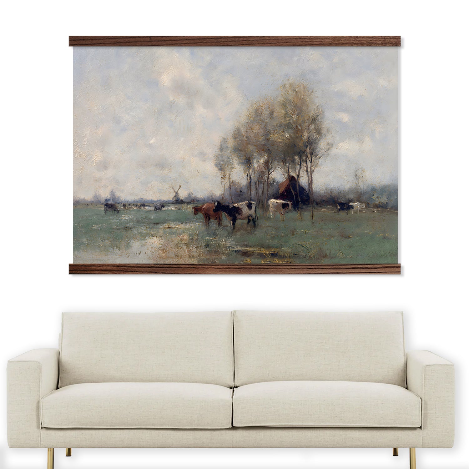 Cow Art Landscape Tapestry- Dutch Cows Hanging Tapestry