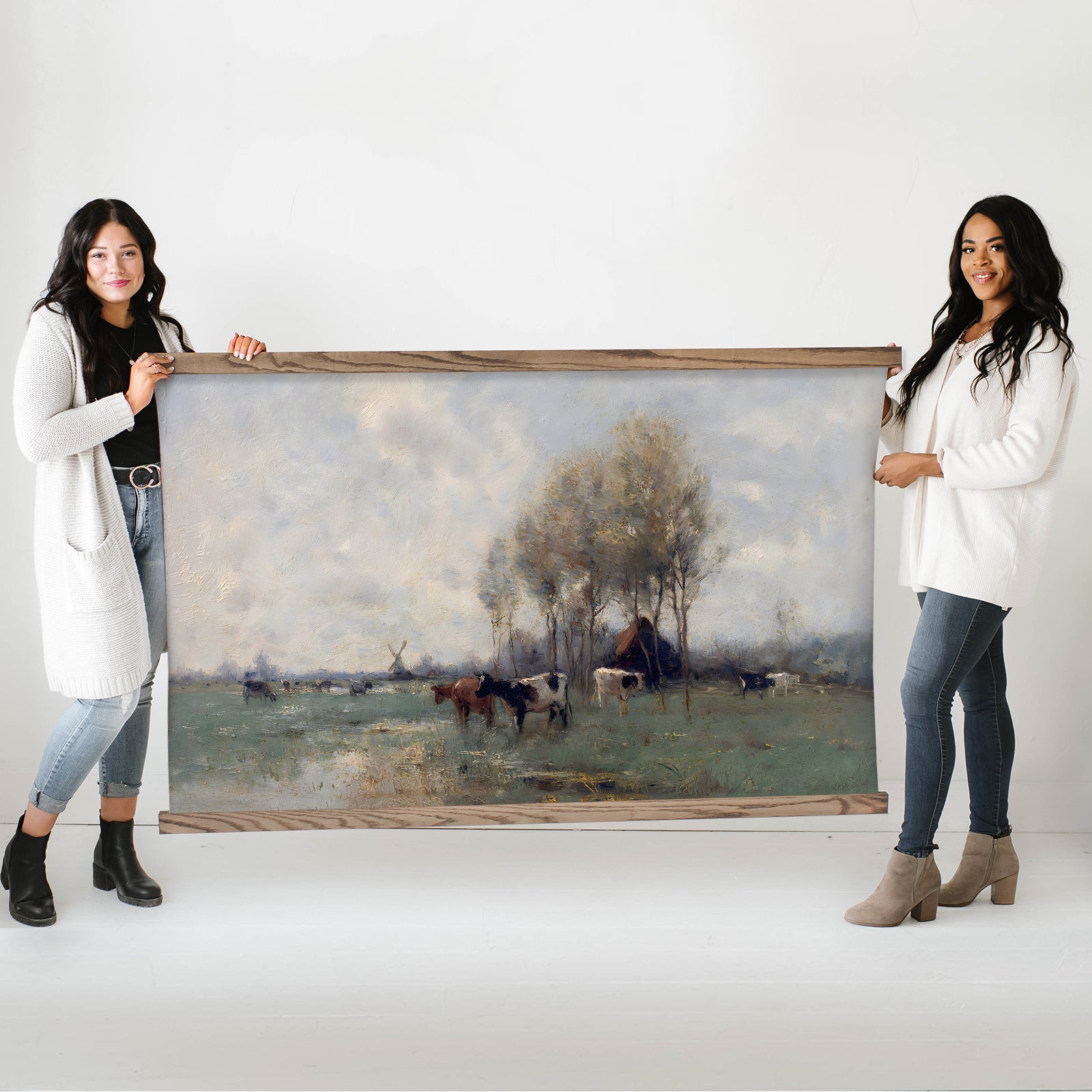 Cow Art Landscape Tapestry- Dutch Cows Hanging Tapestry