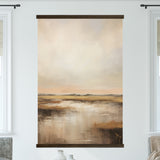 Earthy Beige Horizon Modern Landscape Warm Toned Wall Art