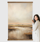 Earthy Beige Horizon Modern Landscape Warm Toned Wall Art