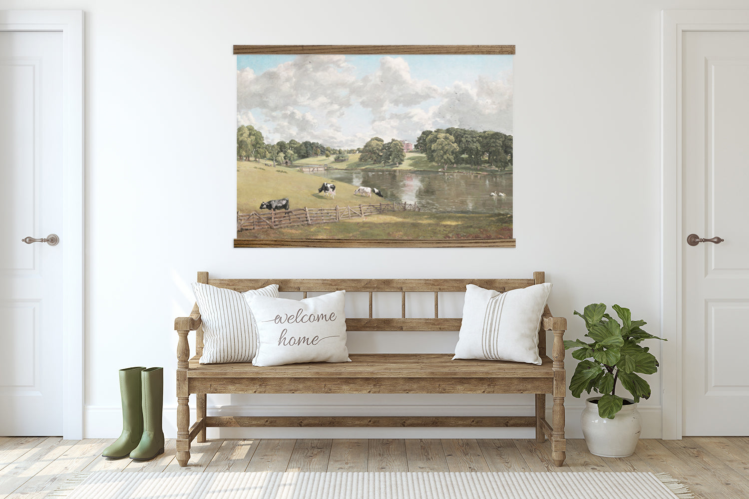 Huge Hanging Canvas- English Garden - Extra Large Wall Art- Watercolor Canvas Wall Hanging