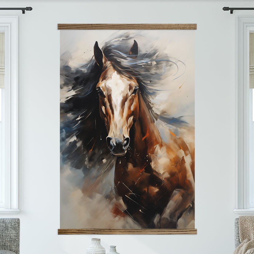 Extra Large Wall Art | Equestrian Horse Painting Hanging Canvas Framed