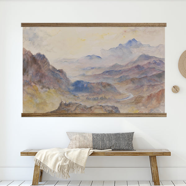 Huge Wall Art- Mist Rising Mountain Scene-  Landscape Painting Art