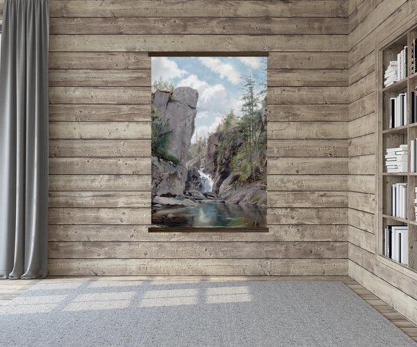 Falls of the Mississippi - Large Framed Canvas Nature Art - Cabin Art