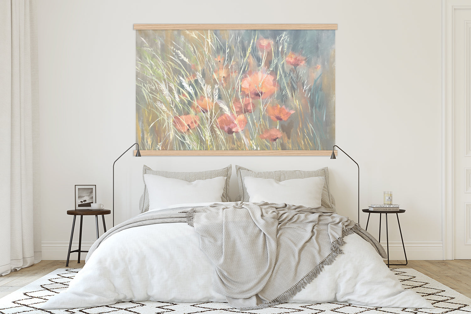 Huge Hanging Canvas- Field of Flowers - Extra Large Wall Art- Watercolor Canvas Wall Hanging