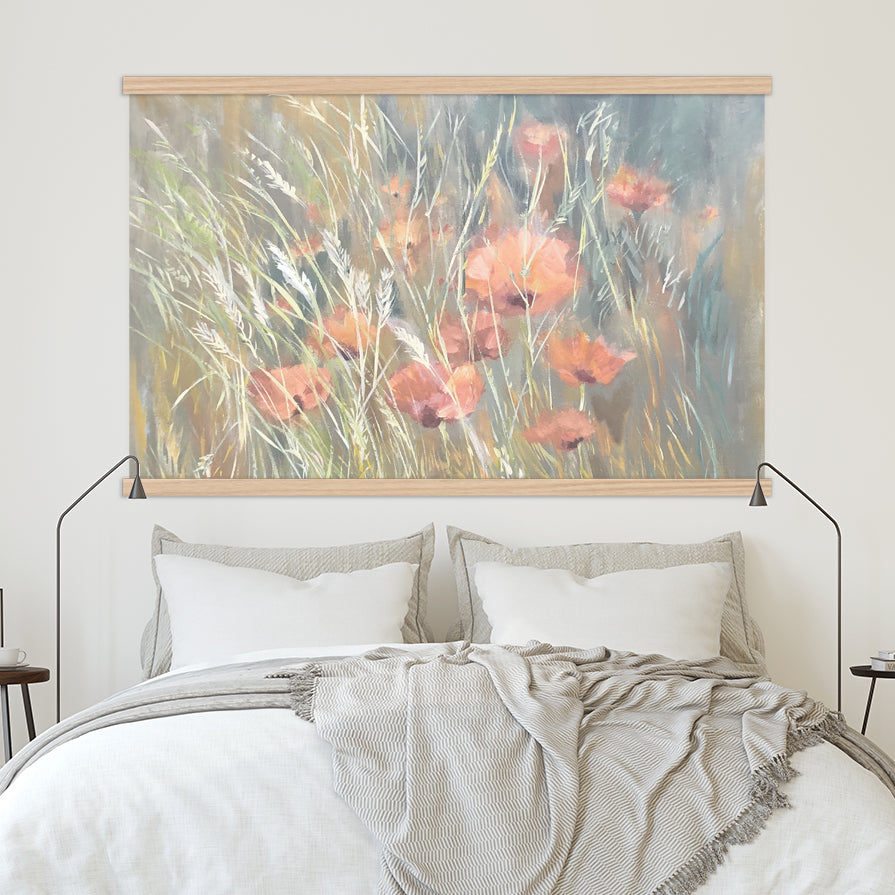 Huge Hanging Canvas- Field of Flowers - Extra Large Wall Art- Watercolor Canvas Wall Hanging