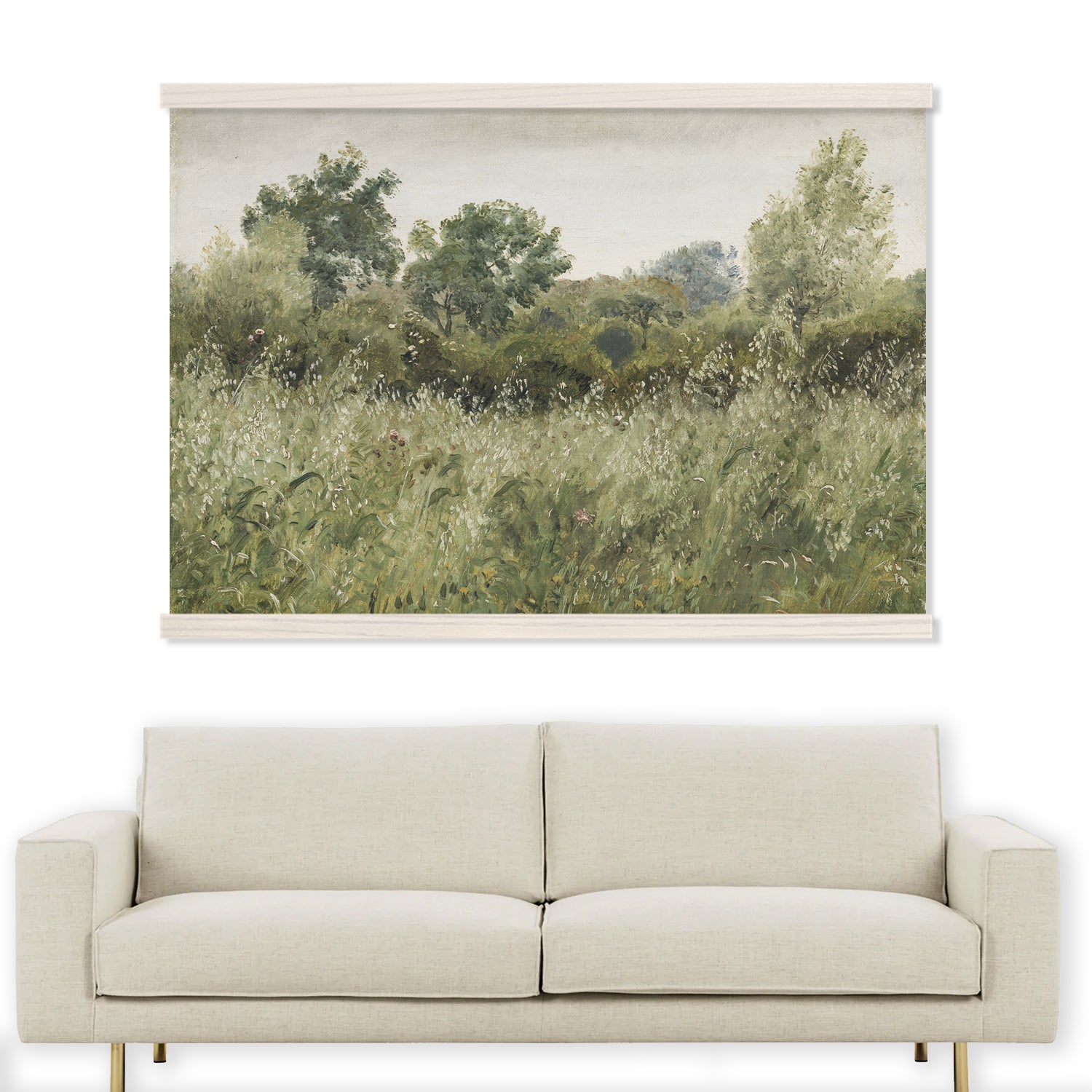 Field of Oats Painting - Extra Large Canvas Print with Wood Frame