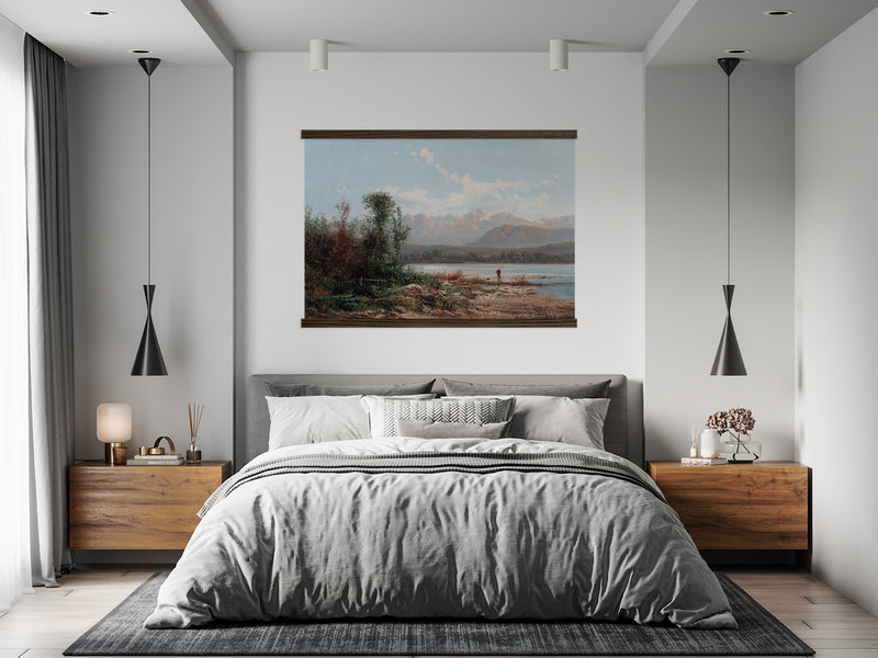 Fishing by the Lake - Large Canvas Lake House Wall Art -Framed Nature Art