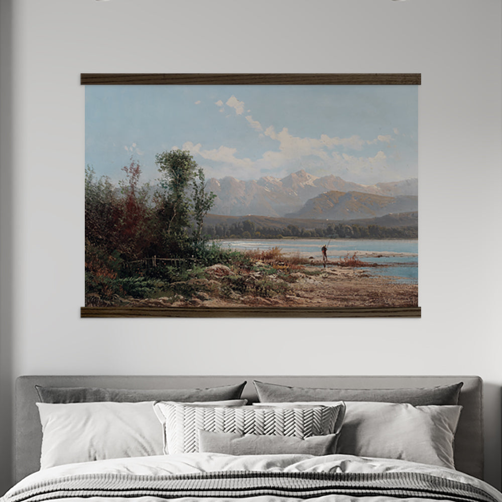 Fishing by the Lake - Large Canvas Lake House Wall Art -Framed Nature Art