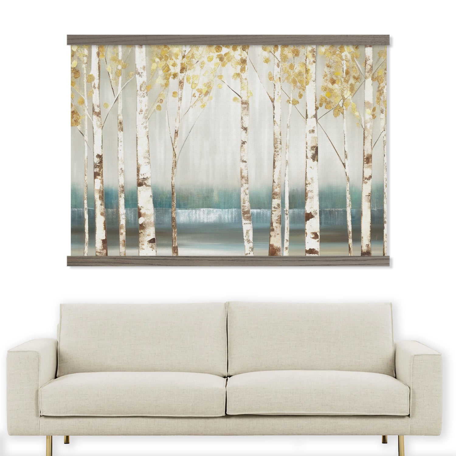 Golden Leaf Birch Trees - Huge Wall Art Canvas Print