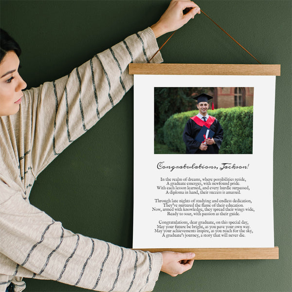 Graduation Gift Idea for Him - Custom Canvas with Poem and Photo