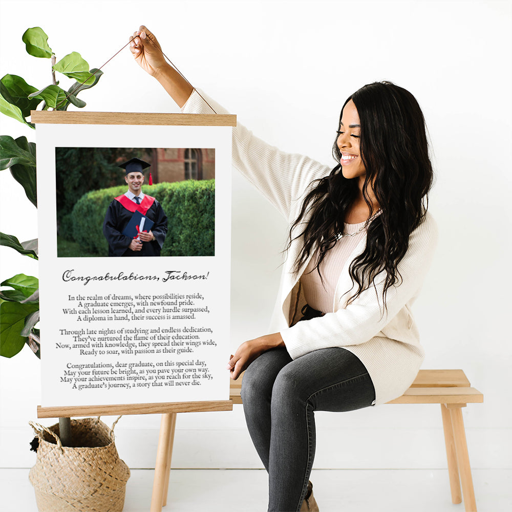 Graduation Gift Idea for Him - Custom Canvas with Poem and Photo