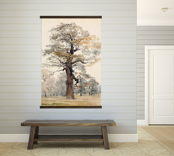 Grand Oak Tree Large Canvas Print - Tall Wall Art for High Ceilings