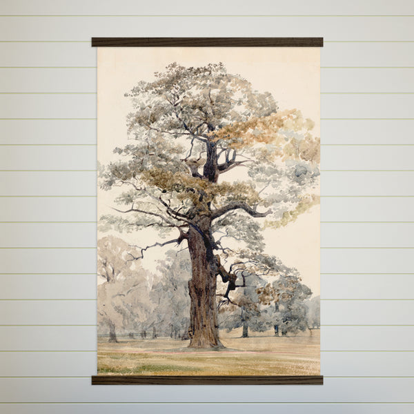 Grand Oak Tree Large Canvas Print - Tall Wall Art for High Ceilings