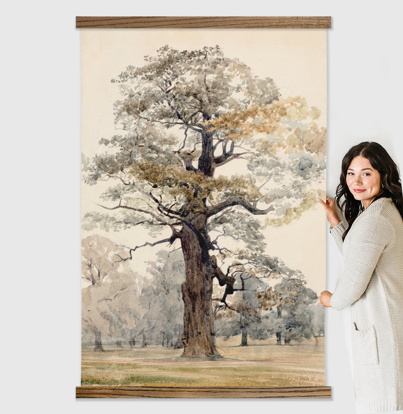 Large Tree Print Grand Oak Tree Large Canvas Print - Tall Wall Art for High Ceilings ...