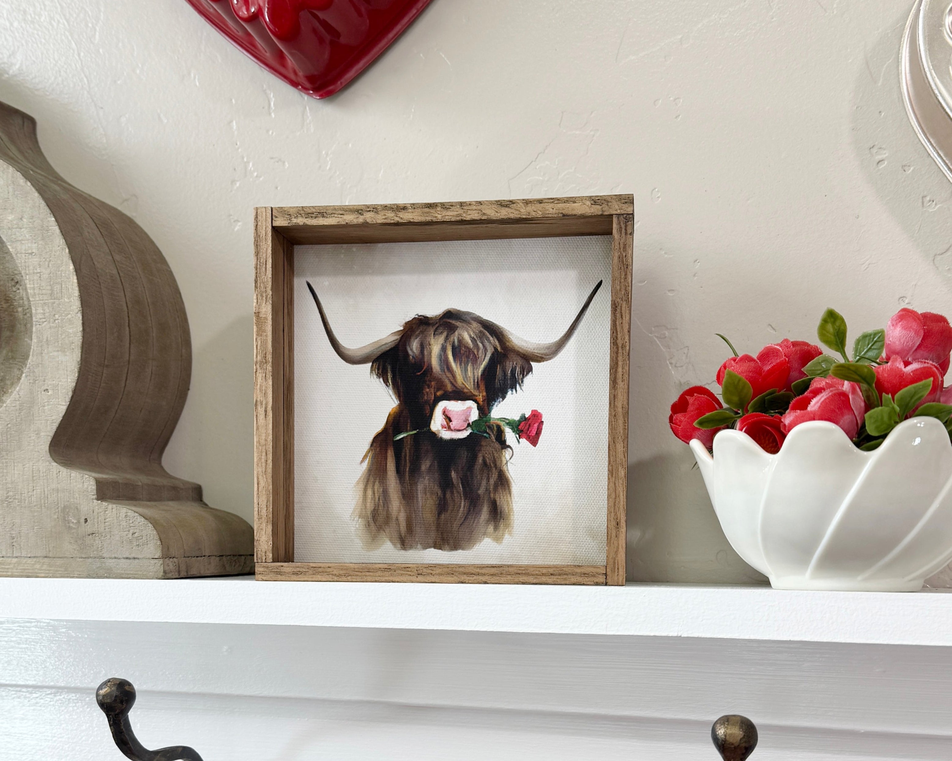 Highland Cow Valentines Canvas Art