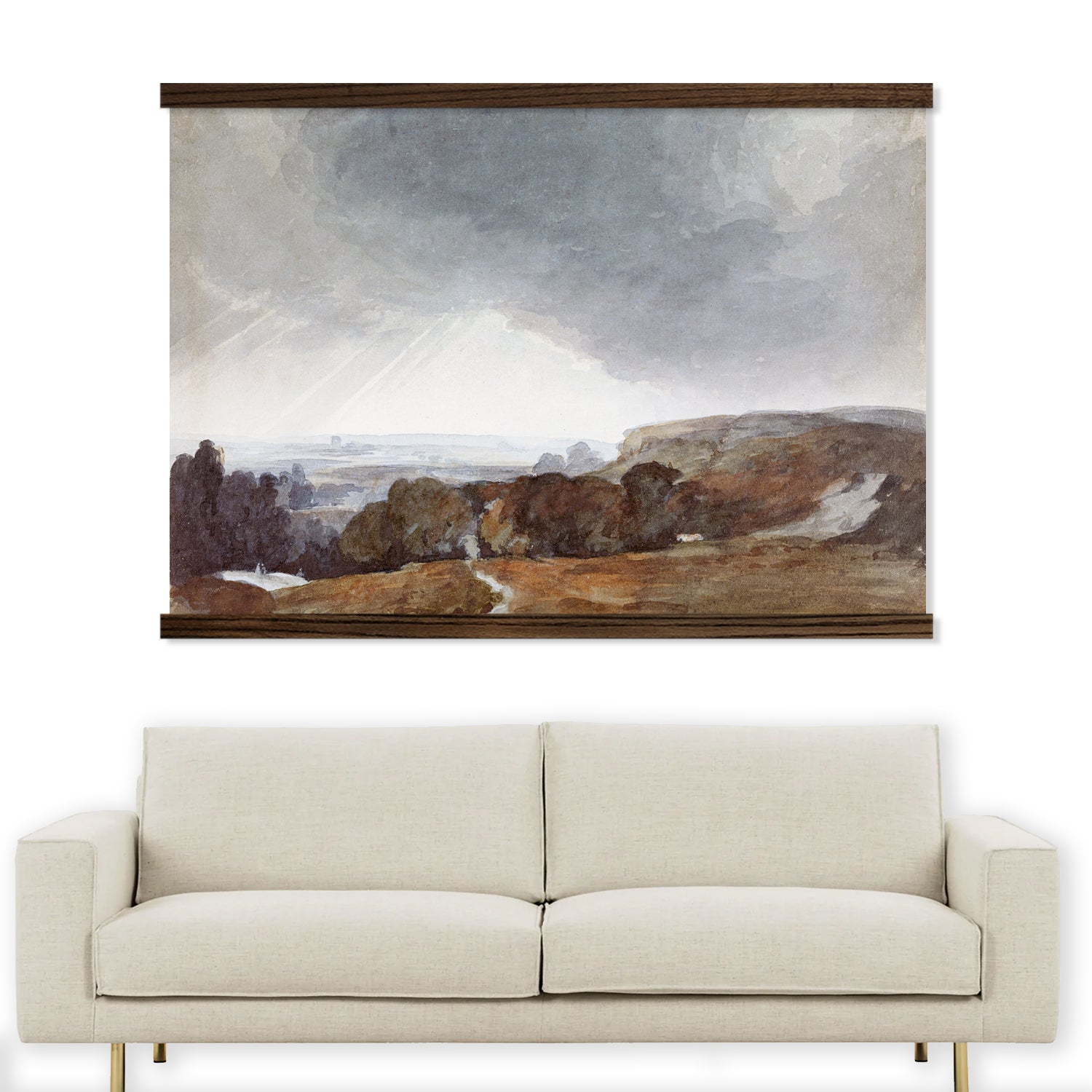 Huge Wall Décor-  Hilltop Watercolor Canvas Wall Art - Watercolor Canvas Wall Hanging