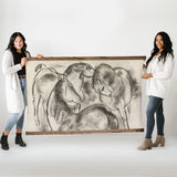 Extra Large Canvas Print- Charcoal Horses- Abstract Art