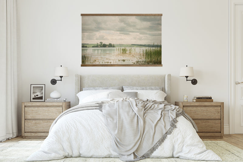 Lake Marsh Painting - Vintage Water Landscape Largest Wall Art