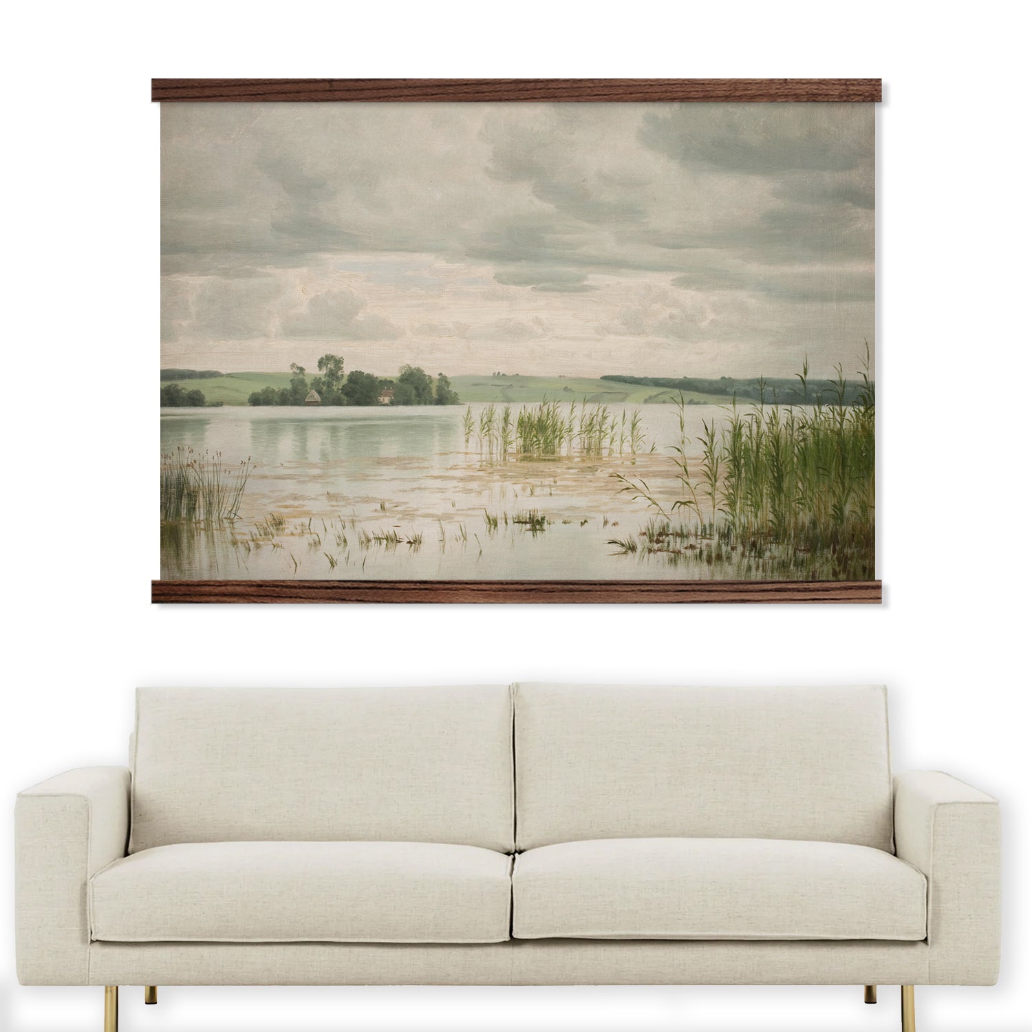 Lake Marsh Painting - Vintage Water Landscape Largest Wall Art