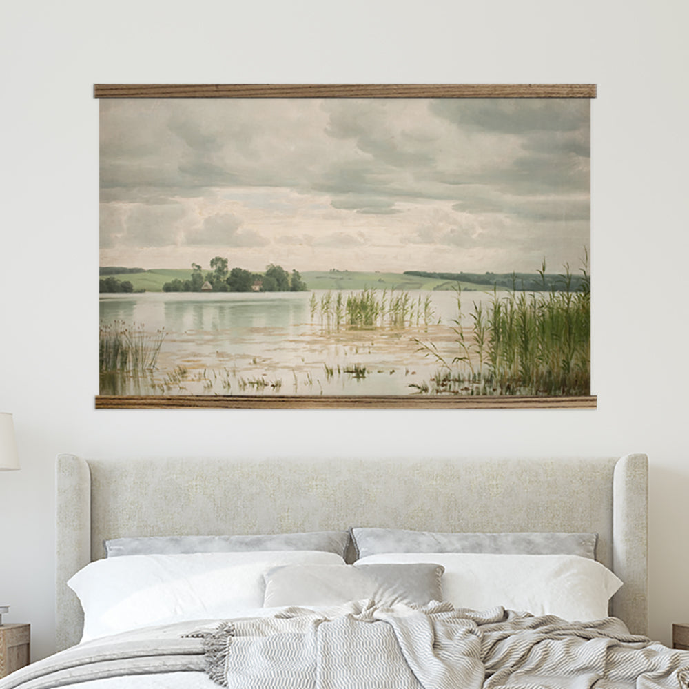 Lake Marsh Painting - Vintage Water Landscape Largest Wall Art