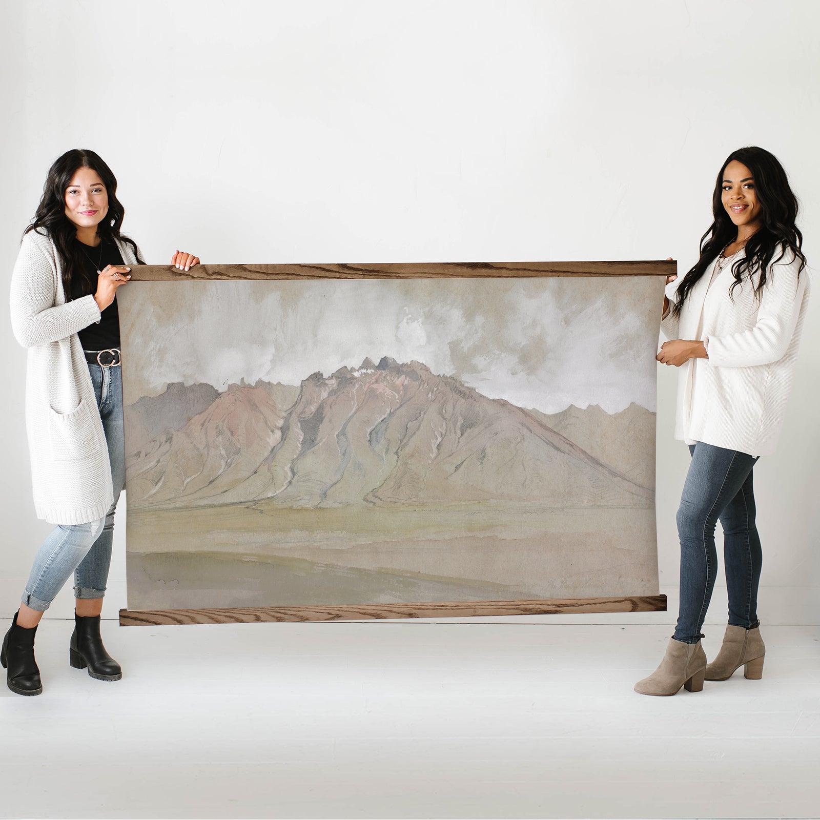 Oversized Desert Mountains- Watercolor Canvas Wall Hanging