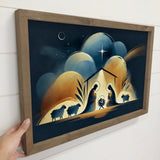 Modern Boho Navy Night Sky Christmas Nativity - Nativity Art