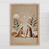 Modern Boho Beige Christmas Nativity - Nativity Canvas Art