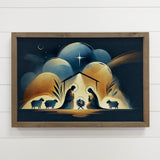 Modern Boho Navy Night Sky Christmas Nativity - Nativity Art