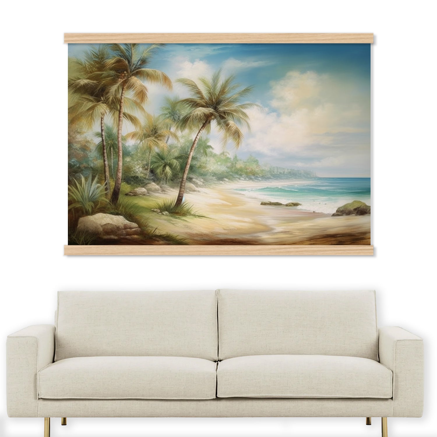 Modern Beach Painting - Huge Canvas Palm Tree Wall Art