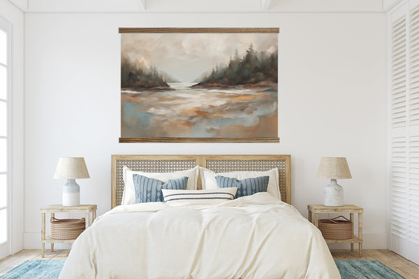 Modern Pacific Coast - Wood Framed Nature Painting - Cabin Wall Art