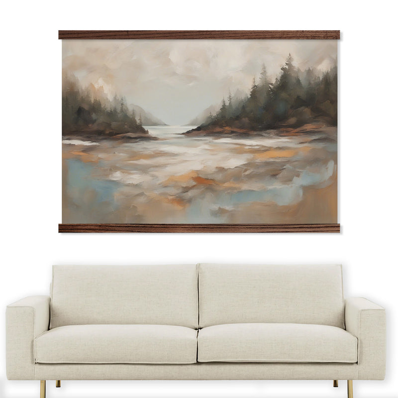 Modern Pacific Coast - Wood Framed Nature Painting - Cabin Wall Art