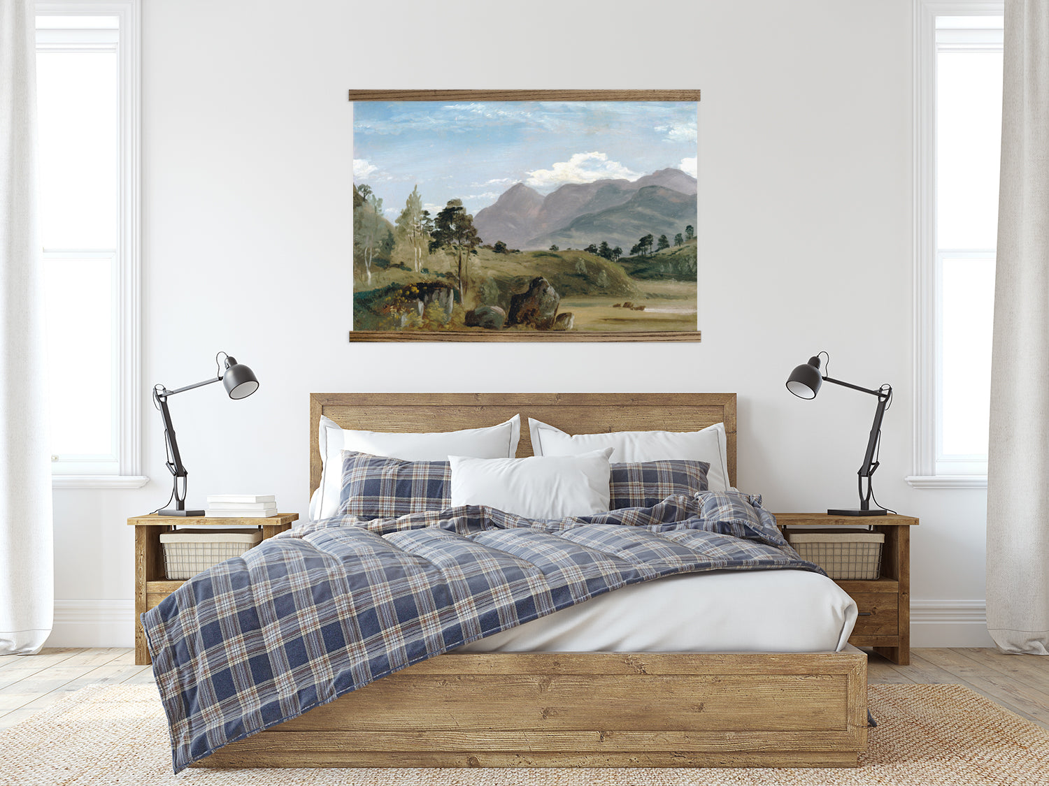 Bedroom Large Canvas Wall Art - Mountain scape Painting