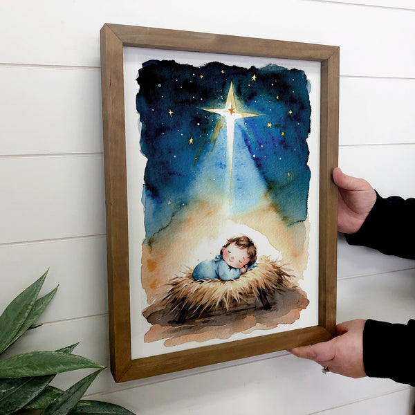 Nursery Baby Jesus Star of Bethlehem - Nativity Canvas Art