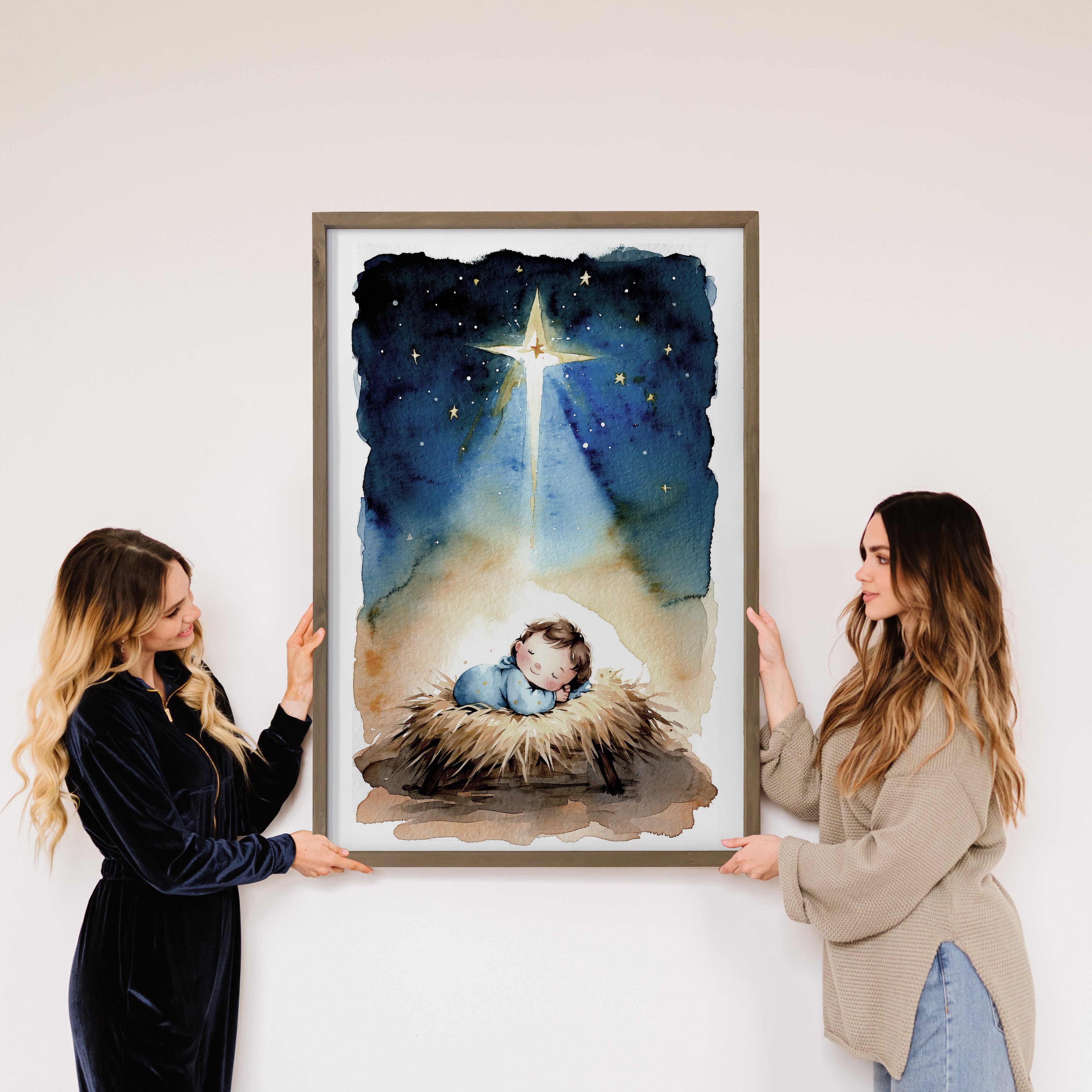 Nursery Baby Jesus Star of Bethlehem - Nativity Canvas Art