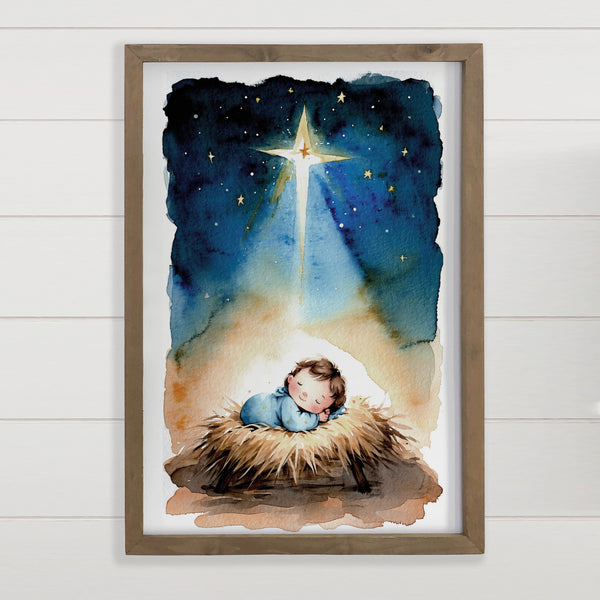 Nursery Baby Jesus Star of Bethlehem - Nativity Canvas Art