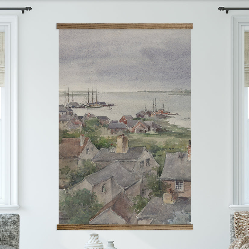 Bedroom Large Canvas Wall Art  - Nantucket Watercolor