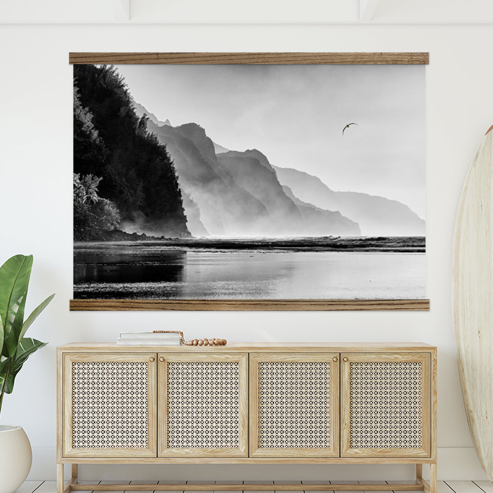 Large Canvas -  Napali Coast - Black & White Nature Photograph - Framed Art