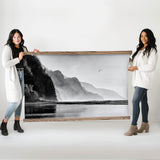 Large Canvas -  Napali Coast - Black & White Nature Photograph - Framed Art