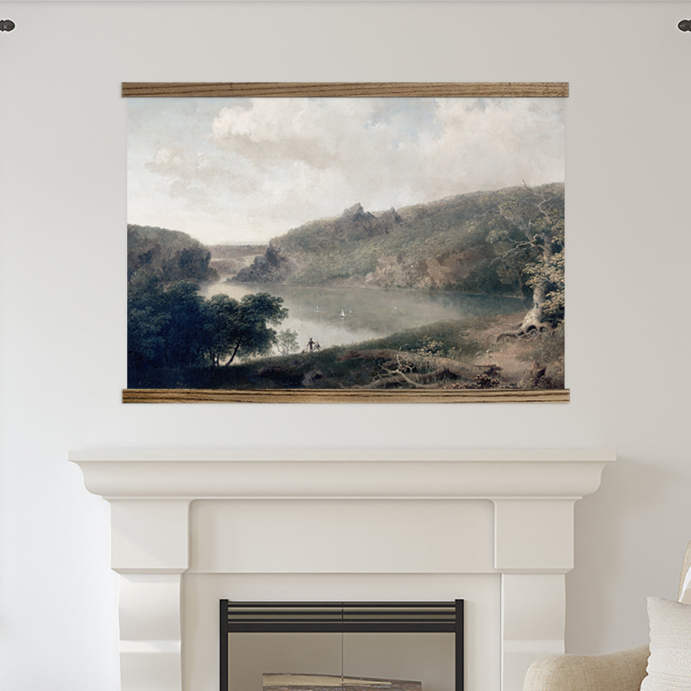 Big Wall Art - New York Vintage Lake - Framed Nature Wall Art - Lake House Decor